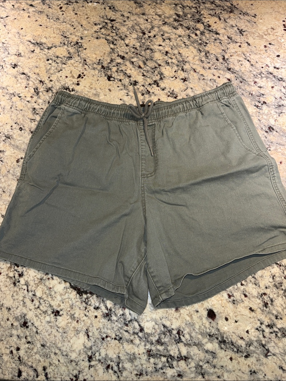 RSQ Olive Green Elastic Waist Drawstring Flat Front Shorts